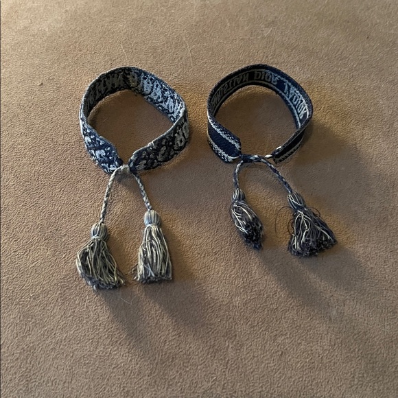 Christian Dior Navy Blue Dior Oblique Cotton Bracelet Set - Picture 7 of 11